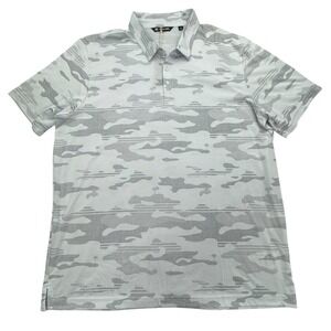 TravisMathew Polo Shirt Mens 3XL White Gray Camo Eco Collection Golf Performance